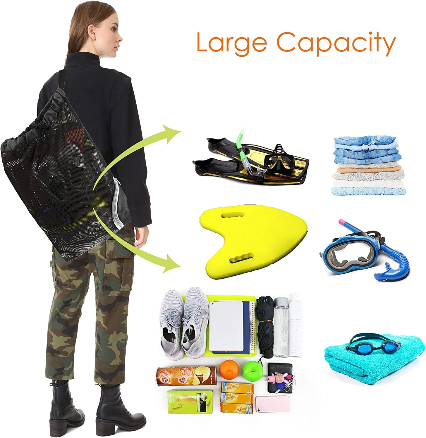 Drawstring Backpack for Men Women Athletic Gym Sports Workout Beach Swim